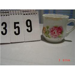 SHAVING MUG - unmarked white with pink flower