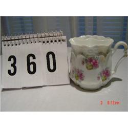 SHAVING MUG - unmarked white with purple flowers