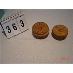 (2) WOOD SHAVING SOAP BOXES - (both) round with lids