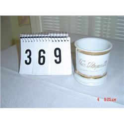 MUG marked "WM. PAQUETTE" - heavy, masculine white mug with gold name & rims