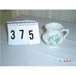 MUG - marked Laughlin - white with green rose decal