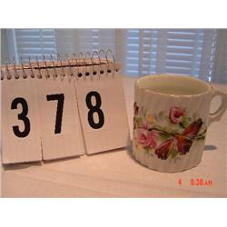 MUG marked Germany - swirl design with hand-painted pink flowers