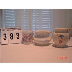 (3) MUGS - different shape mugs, each white with blue flowers