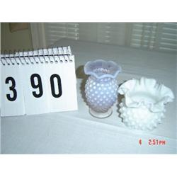 HOBNAIL (clear) SMALL VASE and (white) VASE