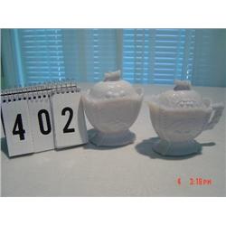 MILKGLASS COVERED CREAMER & SUGAR