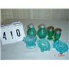 Image 1 : (3) MASTER SALTS -  BLUE and GREEN, and (2) SALT/PEPPER SETS