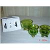 Image 1 : GREEN GLASS - SMALL OPEN COMPOTE, (2) "SUSIE," "CONEY ISLAND"