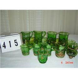 GREEN GLASS - (14) SOUVENIR CUP FROM VARIOUS OHIO AND MICHIGAN CITIES