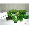 Image 1 : GREEN GLASS - (11) VARIOUS COMPOTES, VASES, ETC