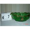 Image 1 : GREEN GLASS - OVAL DISH WITH GOLD TRIM