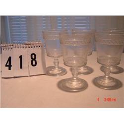 (5) PRESSED GLASS GOBLETS