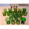 Image 1 : (18) TOOTHPICK HOLDERS - various green composition glass, (2) from Greenville, OH - Annie Oakley