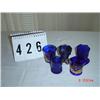 Image 1 : (5) TOOTHPICK HOLDERS - cobalt blue, some with gold edges
