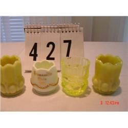 (4) TOOTHPICK HOLDERS - yellow