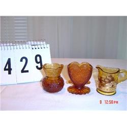 (3) TOOTHPICK HOLDERS - amber