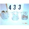 Image 1 : (3) TOOTHPICK HOLDERS - pressed glass with gold or handpainted