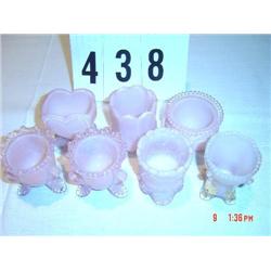 (7) TOOTHPICK HOLDERS - pink glass