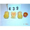 Image 1 : (3) TOOTHPICK HOLDERS - yellow mottled glass, (1) orange