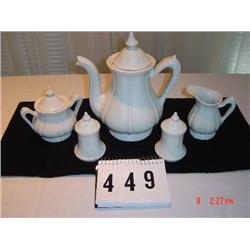 RED CLIFF IRONSTONE SUGAR, CREAMER, OTHER IRONSTONE COFFEE POT, SALT/PEPPER