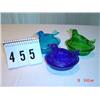 Image 1 : (3) DEGENHART blue & green GLASS BIRDS ON NESTS