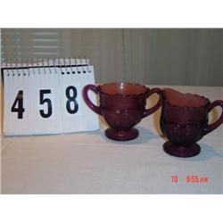 DEGENHART purple glass creamer & sugar