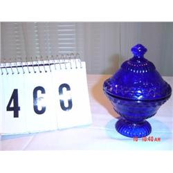DEGENHART COBALT SMALL COVERED COMPOTE