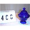Image 1 : DEGENHART COBALT SMALL COVERED COMPOTE