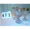 Image 1 : (3) PRESSED GLASS goblets with gold trim - unmatching