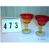 Image 1 : (2) GRADUATED RED/YELLOW PRESSED GOBLETS