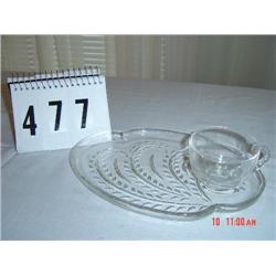 (20) DESSERT PLATES & PUNCH CUPS - clear glass, all matching