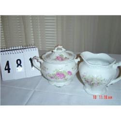 DRESDEN SUGAR JAR (floral covered), MADDOCK'S CREAMER (floral)