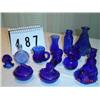 Image 1 : (13) PIECES OF COBALT GLASS - DEGENHART shoe & creamer, small BOYD dinner bell, (1) Hen on Nest, (2)