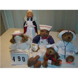 NURSE DOLLS - Ragdoll, Byer's Choice nurse with American Red Cross outfit, Noreen Nurse, Boyd's Flor