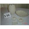 Image 1 : (5) PIECES OF LENOX CHINA - all ivory with gold edge - MATCHING LARGE VASE AND (2) CANDLE HOLDERS, s