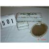 Image 1 : OLD VANITY SET PIECES - long rectangular covered dish, small plateau mirror, small rectangular dish 