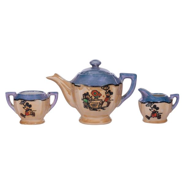 A (4) Piece Mickey Mouse China Tea Set.