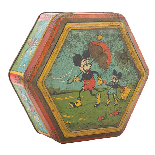A Rare Mickey and Minnie Mouse Tin Box.