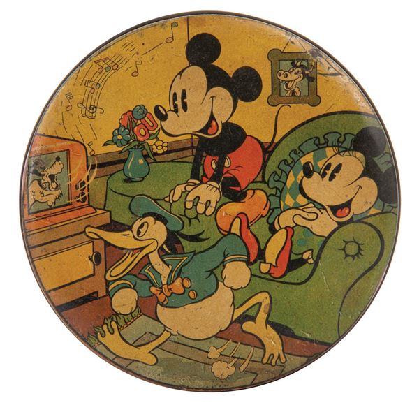 A Rare English Mickey Mouse Tin Box.
