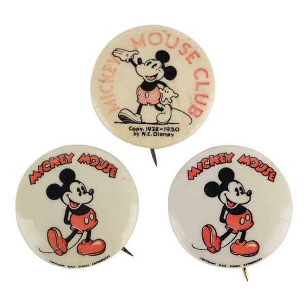 A Set of (3) Mickey Mouse Buttons.