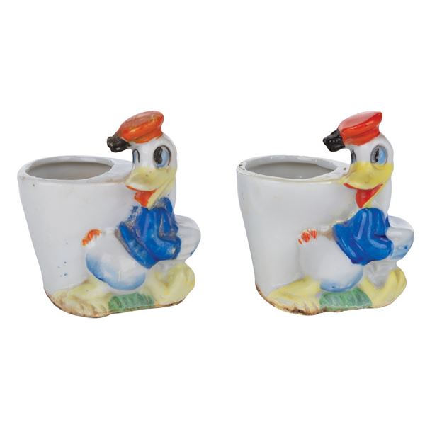 A Pair of Ceramic  Donald Duck Planters.
