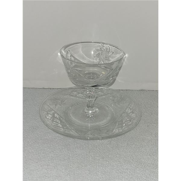 CRYSTAL SHERBERT GLASS AND UNDERPLATE SET