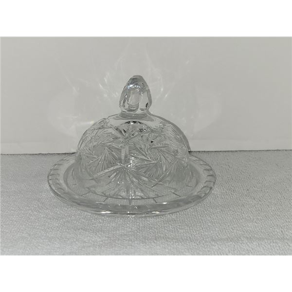 CRYSTAL LIDDED BUTTER DISH SET
