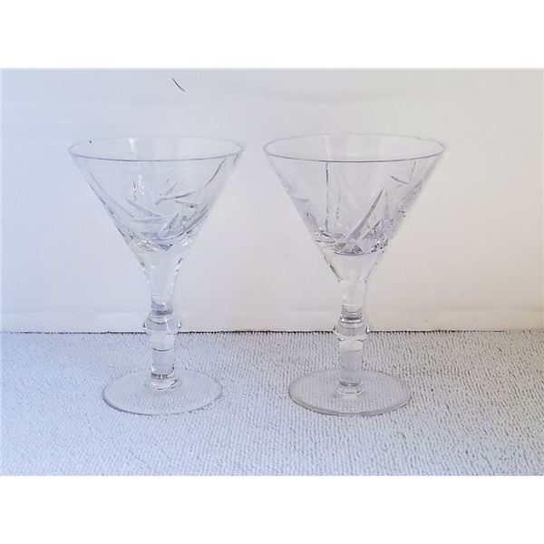 LOT OF 2 CRYSTAL COCKTAIL GLASSES