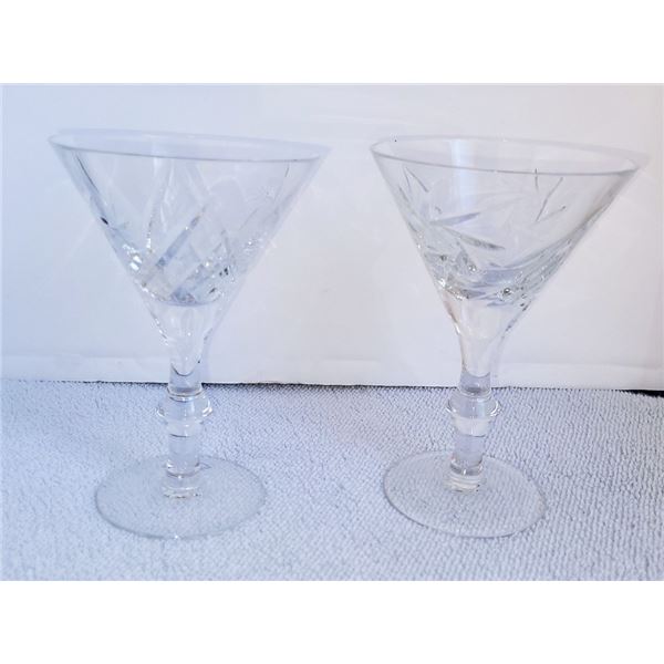 LOT OF 2 CRYSTAL COCKTAIL GLASSES