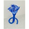 Image 1 : BLUE MURANO GLASS FLOWER VASE