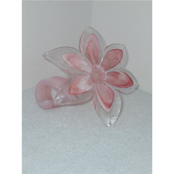 PRETTY PINK MURANO BLOWN GLASS FLOWER VASE