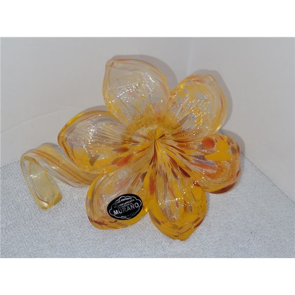 DAY LILY ORANGE MURANO BLOWN GLASS FLOWER VASE