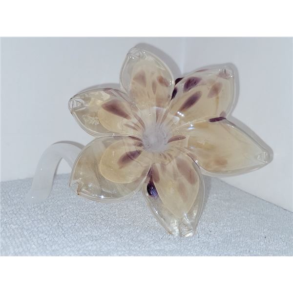 LILY MAUVE BEIGE MURANO GLASS FLOWER VASE