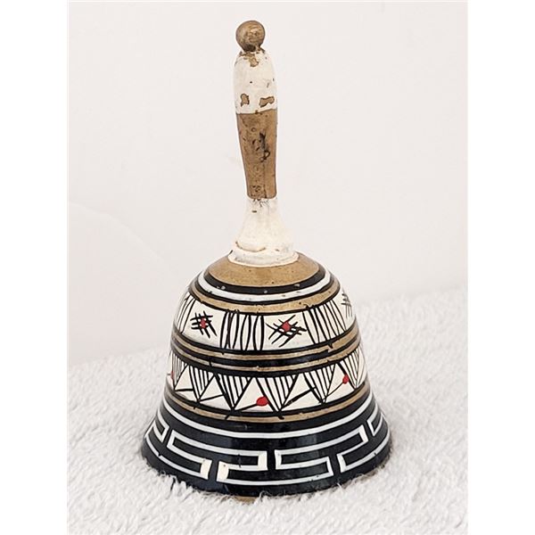 SINGED BY ARTIST ASIAN BRASS PAINTED BELL