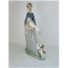 Image 1 : LLADRO GIRL GOOSE AND DOG TALL STATUE